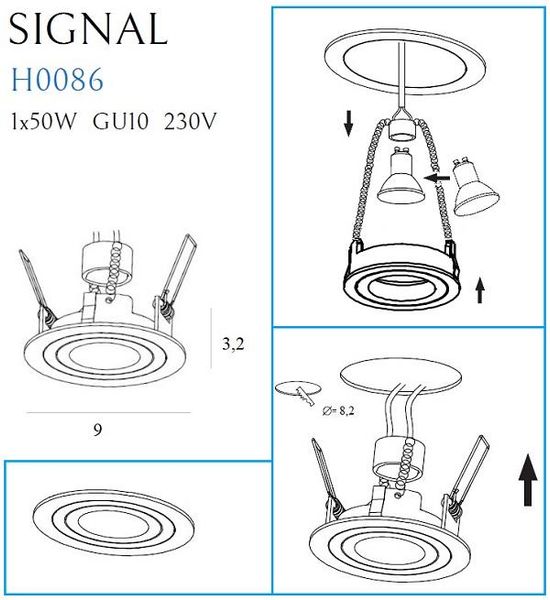 Wpust LAMPA sufitowa SIGNAL H0086 Maxlight regulowana OPRAWA okrągła oczko podtynkowe czarny zdjęcie 4