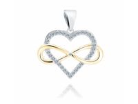 Elegancki rodowany srebrny wisiorek serce serduszko pozłacana nieskończoność ifninity heart białe cyrkonie srebro 925 Z1781CGR_W
