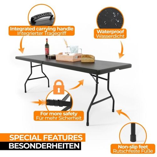 Jago Stół składany 183 cm dla 8 osób - czarny na Arena.pl