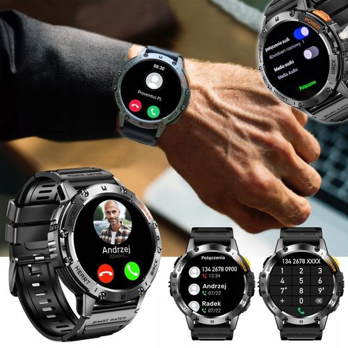 Zegarek Męski Smartwatch AMOLED IP68 530mAh Pomiary Rozmowy SMS Latarka PL na Arena.pl