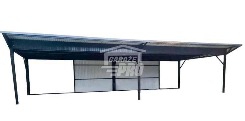 Wiata samochodowa 8x6m częściowa zabudowa + rynna GP167 zdjęcie 1