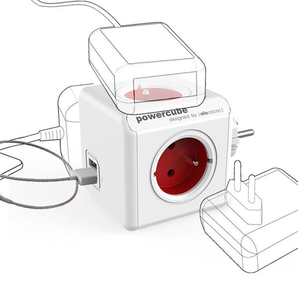 Listwa kostka zasilacz allocacoc PowerCube 4 gniazda 2xUSB zdjęcie 14