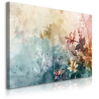 Obraz Do Sypialni Kolorowe Kwiaty Liście Beton Abstrakcja 90cm x 60cm