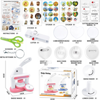 86 sztuk Badges Maker Machine Kit , z 3 kształtami odznak, różowy