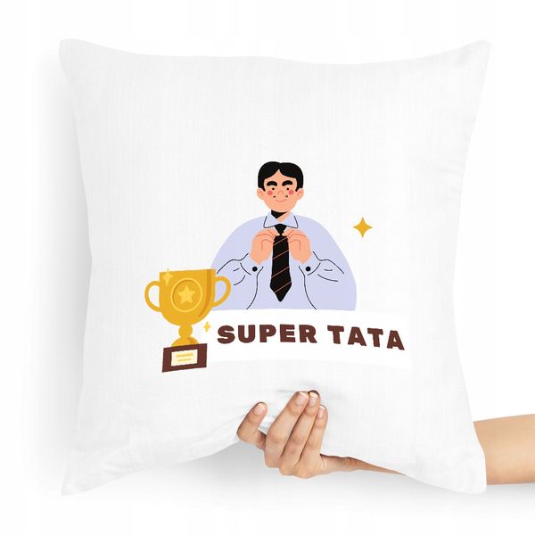 Poduszka Prezent Dla Taty Ojca Super Tata Z Nadrukiem Ze Zdjęciem zdjęcie 1