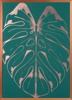 Obraz glamour liść SALVIA 53x73 zielony + miedziany