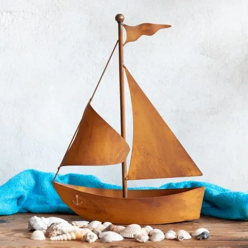 Metalowy Statek Dekoracyjny Ozdoba do Ogrodu Domu Dekoracja Efekt Korten zdjęcie 3