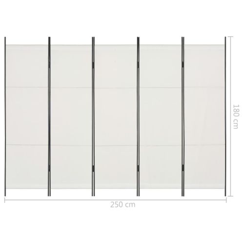 Parawan 5-Panelowy, Biały, 250 X 180 Cm na Arena.pl