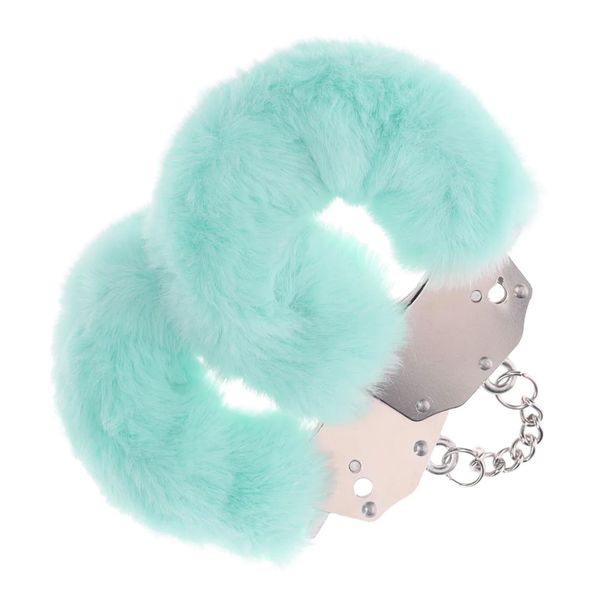 Heavy-Duty Fluffy Handcuffs - Powder Green zdjęcie 1
