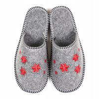 Kapcie damskie filcowe kwiaty kwiatki czerwone