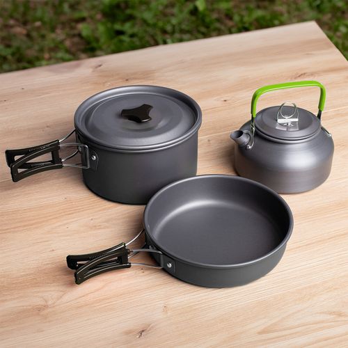 Zestaw Garnków Naczyń Turystycznych Na Kemping Zg4-03 Czarny na Arena.pl