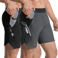 Spodenki Sportowe Męskie z Kieszeniami Lekkie Czarne Ciemnoszare M Fitness