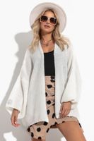 LUŹNY PROSTY KARDIGAN Z SZEROKIMI RĘKAWAMI 40/42 ECRU