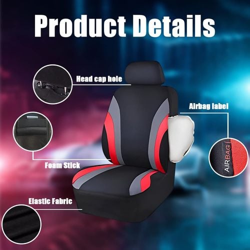 Pokrowce na Fotele Samochodowe Uniwersalne Zestaw 9 Sztuk Czerwone Tkanina na Arena.pl
