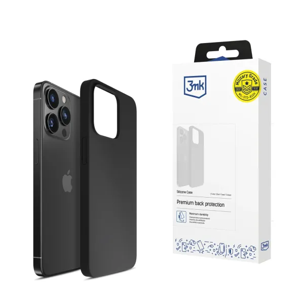 Etui 3mk Silicone Case na iPhone 15 Pro - czarne zdjęcie 1