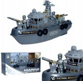 OKRĘT STATEK WOJSKOWY NA BATERIE STATKI WOJSKO WOJNA WODA OKRĘTY