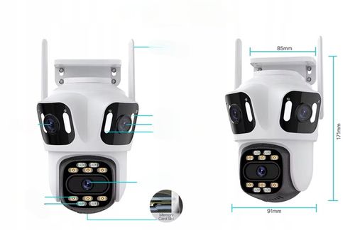 POTRÓJNA KAMERA WIFI IP SMART ZEWNĘTRZNA OBROTOWA UHD 8MP ZOOM ICSEE 3w1 na Arena.pl