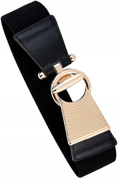 Pasek Szeroki Złota Klamra Do Sukienki Elastyczny zdjęcie 3