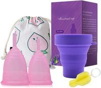 ZESTAW 2 SZT Kubeczek Menstruacyjny+akcesoria Róż S+L