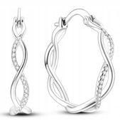 MD eleganckie kolczyki okrągłe przeplatane koła kamienie | S925