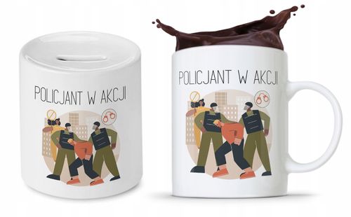 Zestaw Dla Policjanta Prezent Kubek + Skarbonka Z Nadrukiem Ze Zdjęciem na Arena.pl