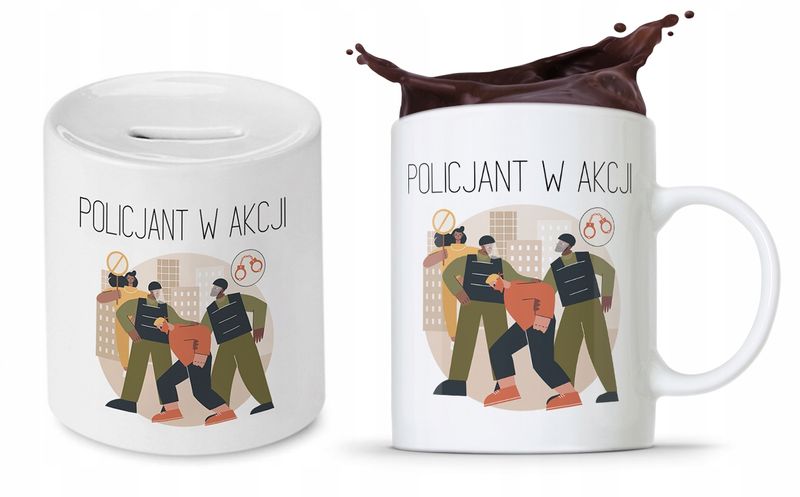 Zestaw Dla Policjanta Prezent Kubek + Skarbonka Z Nadrukiem Ze Zdjęciem zdjęcie 1