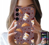 ETUI DO SAMSUNG GALAXY A34 5G - CASE Z KAWĄ ROGALIKAMI I ZIARNAMI W TLE