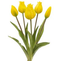 TULIPAN sztuczny TULIPANY SILIKONOWE BUKIET 5 sztuk ŻÓŁTE
