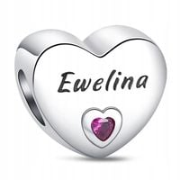 Zawieszka SREBRO 925 Charms Koralik Imię Ewelina Serce