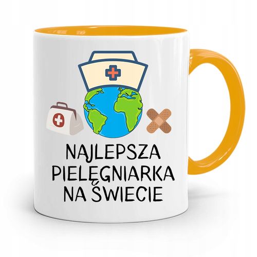 Kubek Żółty Prezent Dla Pielęgniarki Najlepsza Z Nadrukiem Ze Zdjęciem na Arena.pl