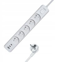 Przedłużacz LISTWA ZASILAJĄCA 3680W 1,5m Zasilacz USB USB-C WŁĄCZNIK M407