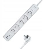 Przedłużacz LISTWA ZASILAJĄCA 3680W 1,5m Zasilacz USB USB-C WŁĄCZNIK M407