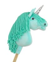 Hobby Horse na kiju mały miętowy z miętową grzywą i srebrnym rogiem
