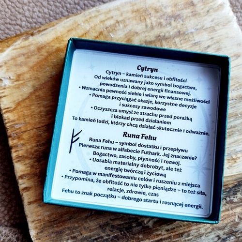 Bransoletka Męska Talizman Obfitości CYTRYN Runa FEHU Bogactwo Pieniądze na Arena.pl