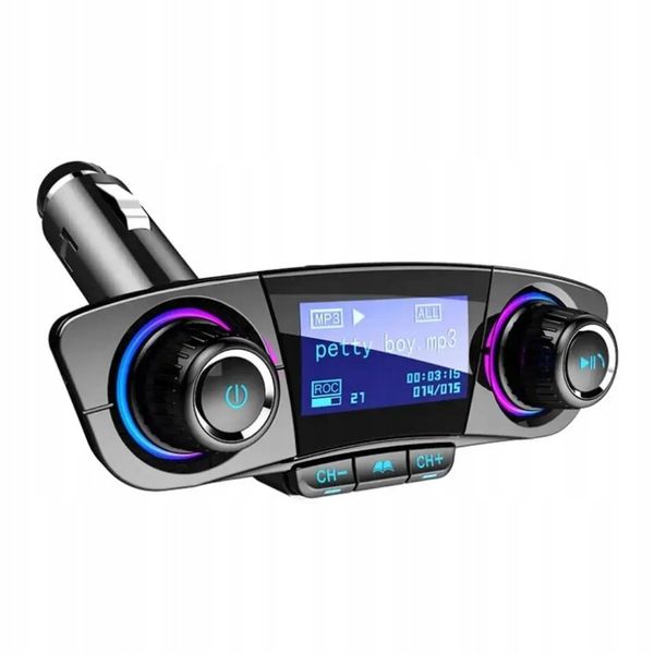 Transmiter Samochodowy FM Bluetooth 5.0 USB micro SD 8w1 AUX Ładowarka zdjęcie 8