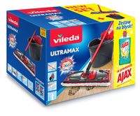 Vileda ultramax Mop płaski z wiadrem + płyn uniwersalny Ajax