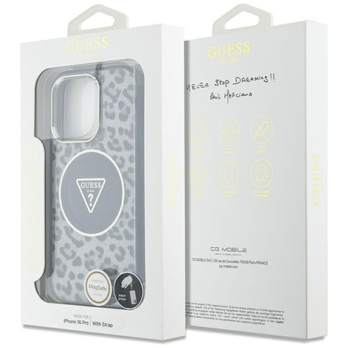 Etui Guess HC IML Leopard Triangle Cord Strap do iPhone 16 Pro MagSafe czar na Arena.pl