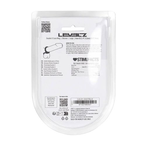Double O Silicone Cockring - L - Black na Arena.pl