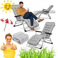 ZESTAW 2xLEŻAK OGRODOWY SKŁADANY Z PODUSZKĄ SZARY Balkon Ogród Taras