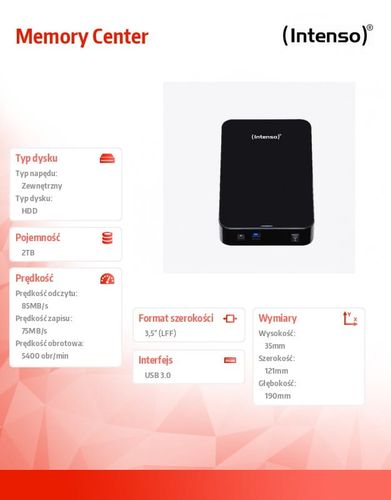 Intenso 2TB 3,5'' HDD USB 3.0 MEMORYCENTER Black na Arena.pl