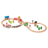 Drewniana zabawka zestaw pociąg tory kolejka most 45 elementów IKEA LILLABO