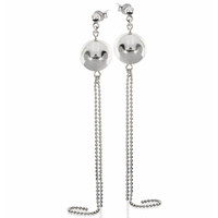 SREBRNE DŁUGIE KOLCZYKI KULKI NA SZTYFT PRÓBA SREBRA 925