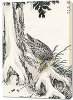 Obraz 70x100cm  Great Tit 2, Kashu Japoński Vintage do Salonu