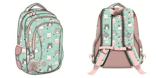 PLECAK 3-KOMOROWY CHARMING CATS ST.RIGHT zdjęcie 3