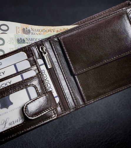 skórzany portfel męski z systemem rfid - rovicky na Arena.pl