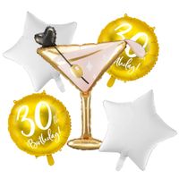 Zestaw balonów na 30 urodziny złote Martini