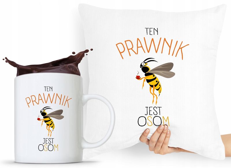 Zestaw Poduszka + Kubek Prezent Dla Prawnika Z Nadrukiem Ze Zdjęciem zdjęcie 1