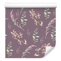 Tapeta kwiaty polne liście rośliny do sypialni