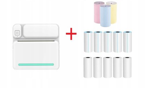 MINI DRUKARKA TERMICZNA DO ZDJĘĆ NOTATEK ETYKIET + 13 ROLEK GRATIS NAKLEJKI na Arena.pl