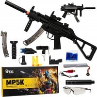 KARABIN MP5 PISTOLET AUTOMATCZNY NA KULKI ŻELOWE Z LATARKĄ 2w1 STRZAŁKI